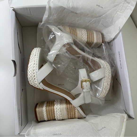 Aldo huglag white sandals heels size 8.5 - Picture 11 of 16
